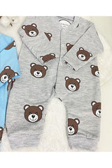 Premium Newborn Baby Boy Bear Print 2 - Piece Romper Set - TryAladdin