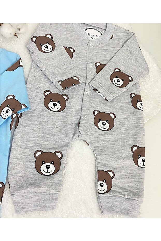 Premium Newborn Baby Boy Bear Print 2 - Piece Romper Set - TryAladdin