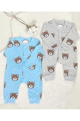 Premium Newborn Baby Boy Bear Print 2 - Piece Romper Set - TryAladdin