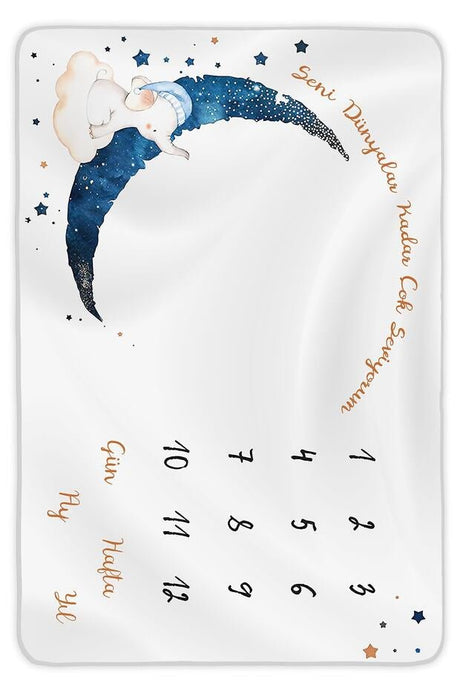 Premium Newborn Baby Boy Fleece Milestone Blanket Set - 150x100cm - TryAladdin