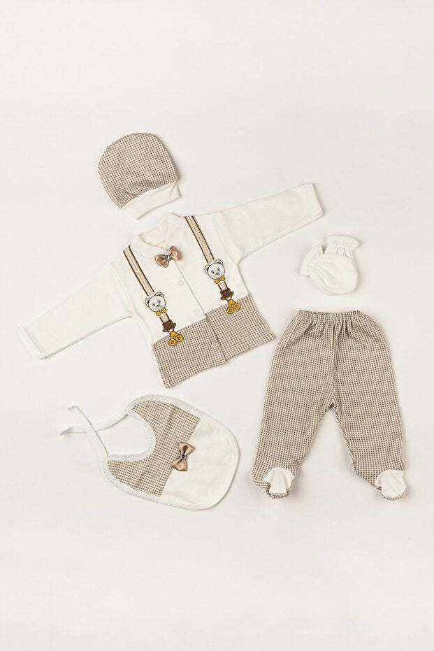 Premium Newborn Baby Clothes Gift Set - Bear & Bowtie 5 - Piece Hospital Exit Set - TryAladdin
