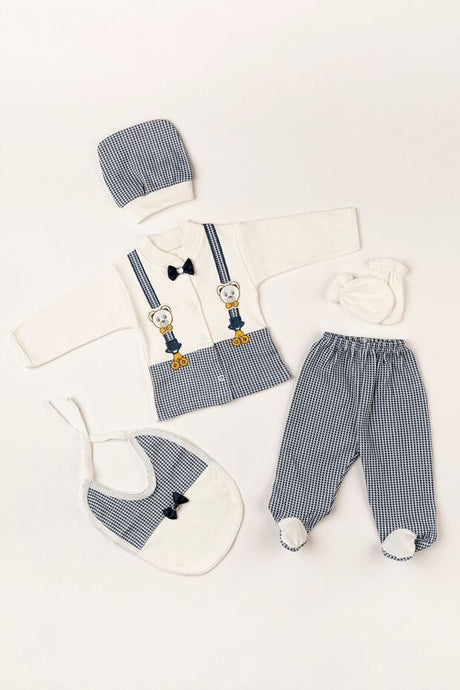 Premium Newborn Baby Clothing Set - Navy Blue 5 - Piece Bowtie Bodysuit Outfit - TryAladdin