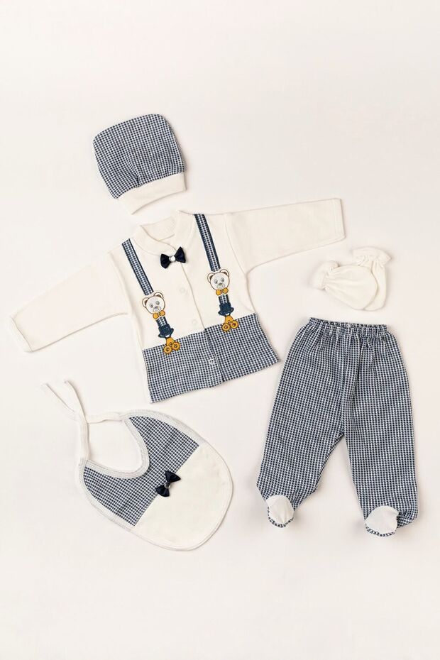 Premium Newborn Baby Clothing Set - Navy Blue 5 - Piece Bowtie Bodysuit Outfit - TryAladdin