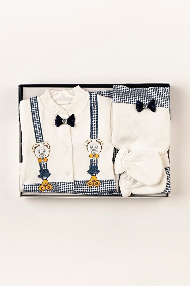 Premium Newborn Baby Clothing Set - Navy Blue 5 - Piece Bowtie Bodysuit Outfit - TryAladdin