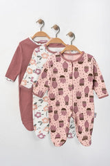 Premium Newborn Baby Girl Cactus Flower Footed Bodysuit Set - 3 Piece - TryAladdin