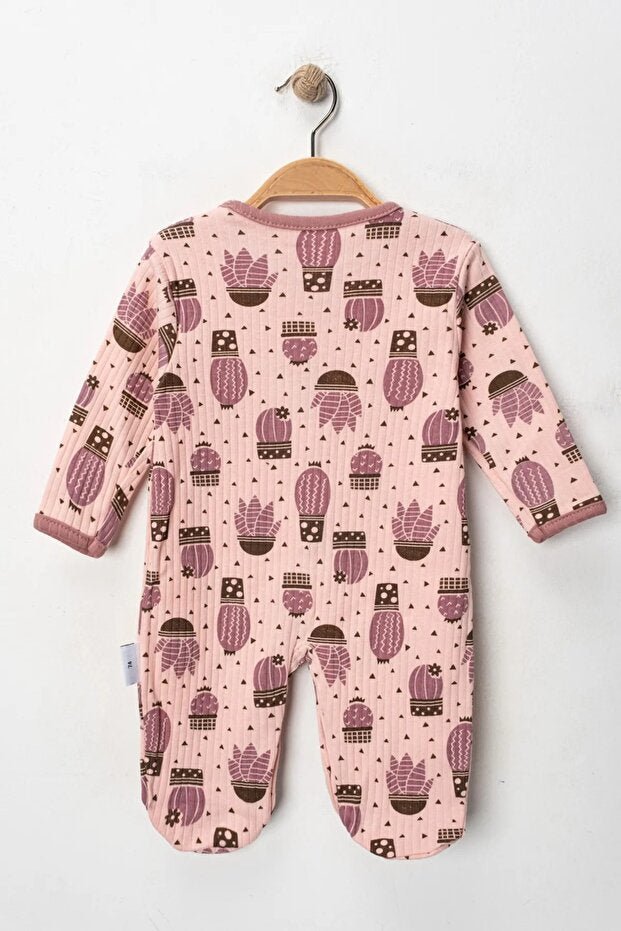 Premium Newborn Baby Girl Cactus Flower Footed Bodysuit Set - 3 Piece - TryAladdin