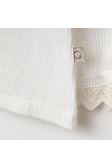 Premium Newborn Baby Girl Ecru Embroidered Outfit Set with Bandana & Lace Trim - 1 Set - TryAladdin