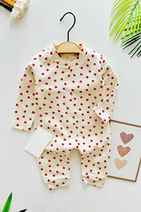 Premium Newborn Baby Girl Heart Print Snap Romper - 100% Cotton Multi - Size - TryAladdin