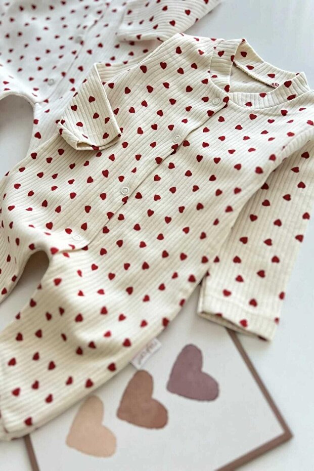 Premium Newborn Baby Girl Heart Print Snap Romper - 100% Cotton Multi - Size - TryAladdin