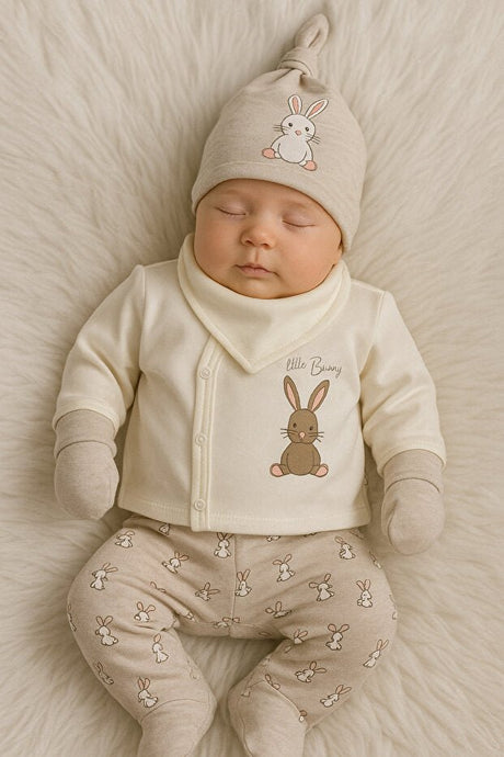 Premium Newborn Baby Hospital Set - 5 - Piece Ecru Melange - TryAladdin