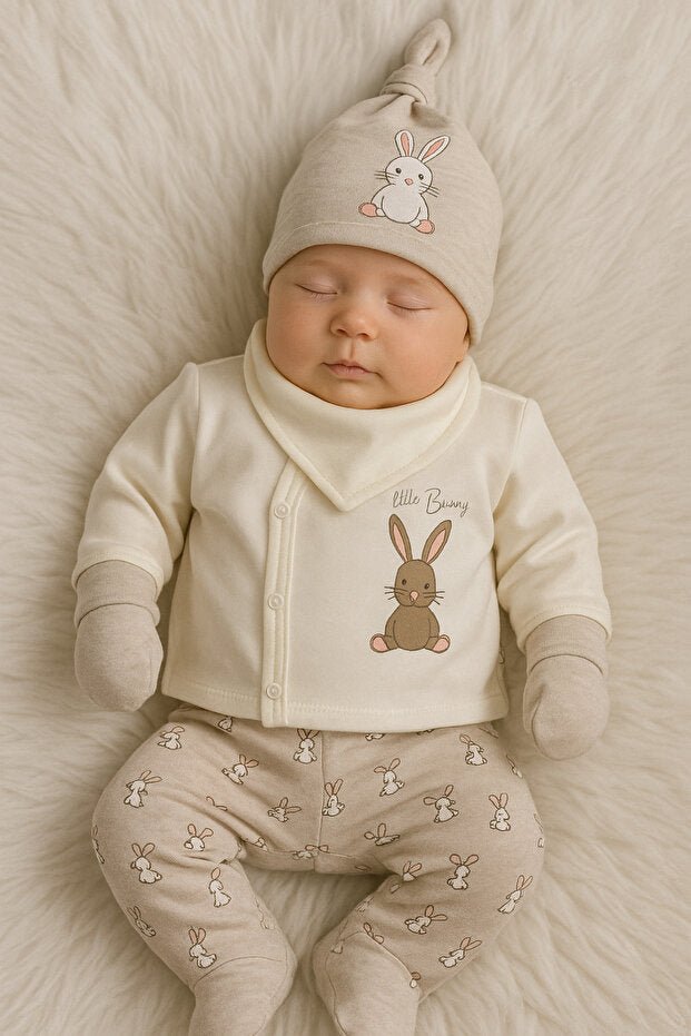 Premium Newborn Baby Hospital Set - 5 - Piece Ecru Melange - TryAladdin