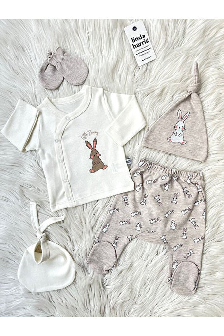 Premium Newborn Baby Hospital Set - 5 - Piece Ecru Melange - TryAladdin
