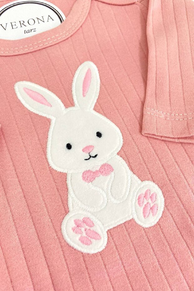 Premium Newborn Baby Unisex 3 - Piece Cardigan Hooded Outfit Set - Rabbit Embroidered Cotton - TryAladdin