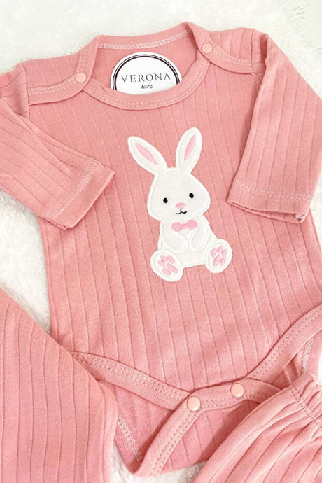 Premium Newborn Baby Unisex 3 - Piece Cardigan Hooded Outfit Set - Rabbit Embroidered Cotton - TryAladdin