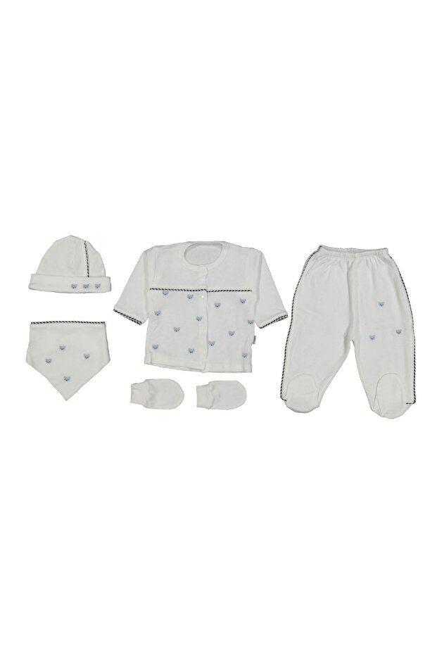 Premium Newborn Boy 5 - Piece Embroidered Teddy Bear Hospital Outfit Set - TryAladdin