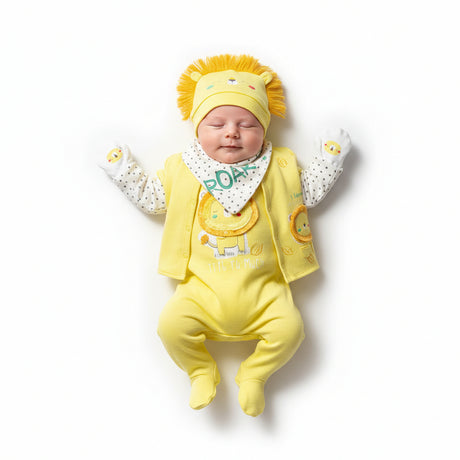 Premium Newborn Boy Baby Sleepy Lion Hospital Exit Bodysuit Set - 8 Piece - TryAladdin