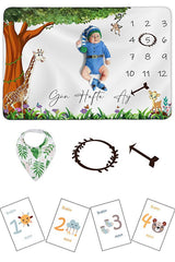 Premium Newborn Boy Hospital Exit Gift Set - Milestone Memory Blanket & Cards - TryAladdin