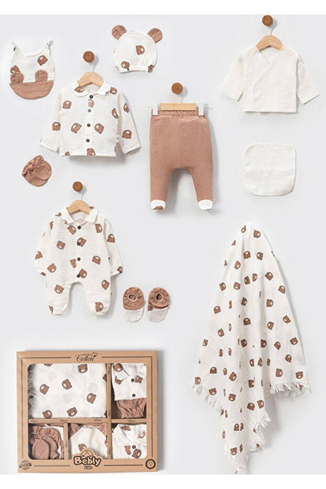 Premium Newborn Boy Muslin Bear Layette Set - 10 - Piece Set - TryAladdin