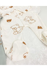 Premium Newborn Boys Khaki Bear Print 2 - Piece Romper Set - TryAladdin
