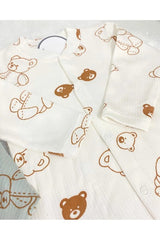Premium Newborn Boys Khaki Bear Print 2 - Piece Romper Set - TryAladdin