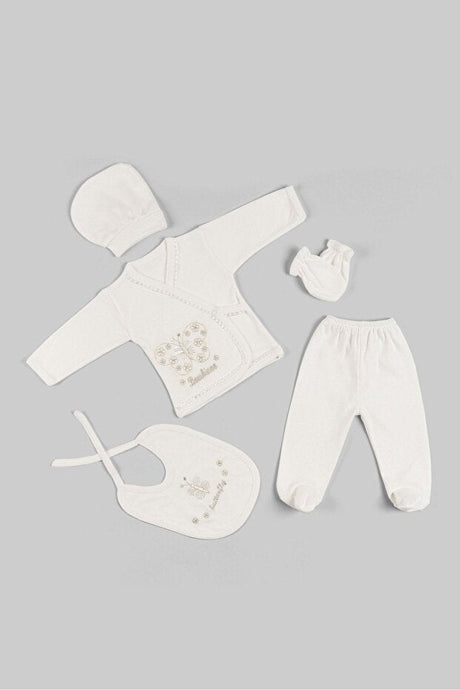 Premium Newborn Butterfly Embroidered Hospital Exit Set - 5 - Piece - TryAladdin