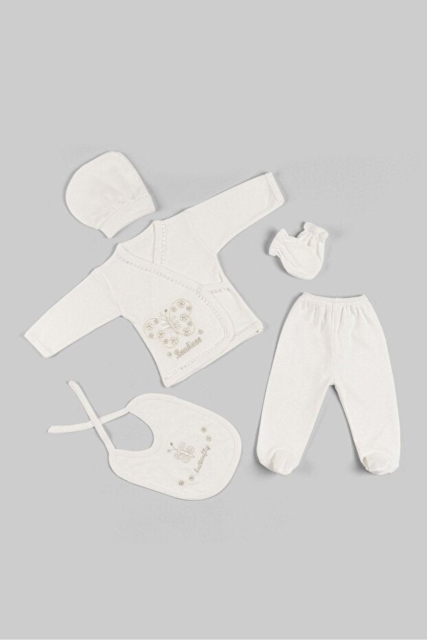 Premium Newborn Butterfly Embroidered Hospital Exit Set - 5 - Piece - TryAladdin