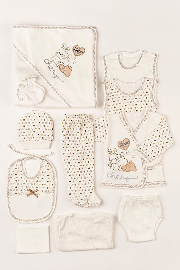 Premium Newborn Cotton Baby Apparel Set - Brown Rabbit 11 - Piece - TryAladdin