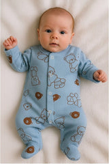 Premium Newborn Footed Cotton Snap Romper - 0 - 3 Months - TryAladdin