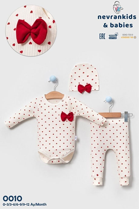 Premium Newborn Girl 3 - Piece Heart Pattern Hospital Set - TryAladdin