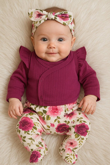 Premium Newborn Girl 5 - Piece Hospital Set - Rose Pattern Murdum - TryAladdin