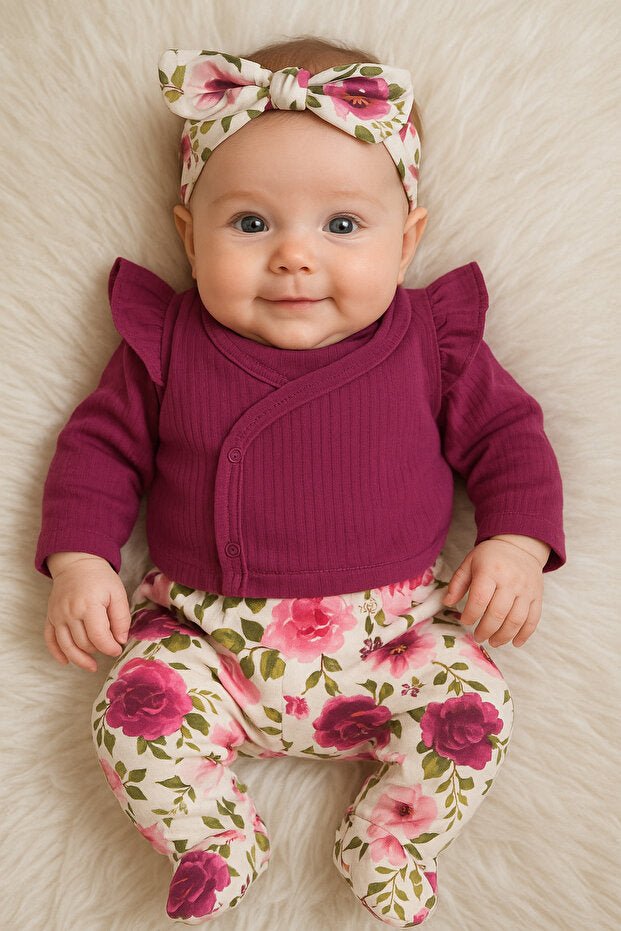 Premium Newborn Girl 5 - Piece Hospital Set - Rose Pattern Murdum - TryAladdin