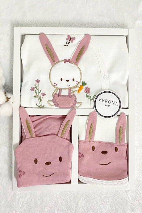Premium Newborn Girl 5 - Piece Organic Cotton Hospital Welcome Gift Set - Rabbit Ear Design - TryAladdin