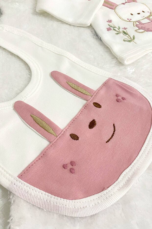 Premium Newborn Girl 5 - Piece Organic Cotton Hospital Welcome Gift Set - Rabbit Ear Design - TryAladdin