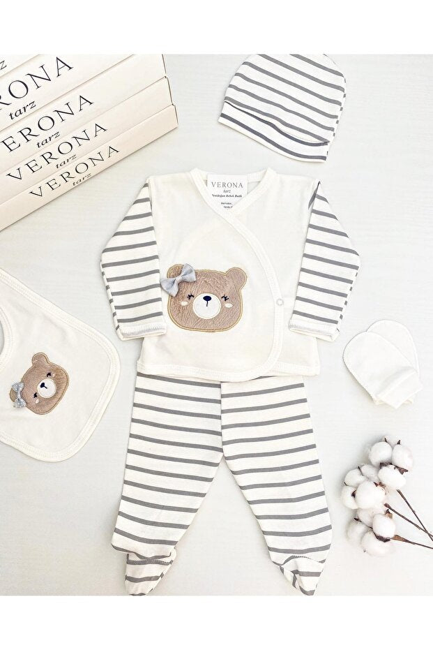 Premium Newborn Girl Bear Theme Hospital Outfit - 5 - Piece Set - TryAladdin