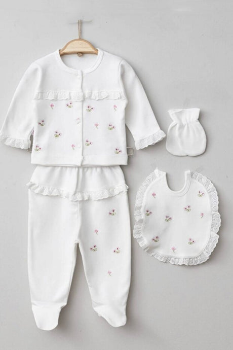Premium Newborn Girl Floral 100% Cotton Hospital Layette Set - 5 - Piece Set - TryAladdin