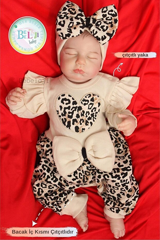 Premium Newborn Girl Leopard Print Bow Jumpsuit & Headband Set - Assorted Sizes - TryAladdin