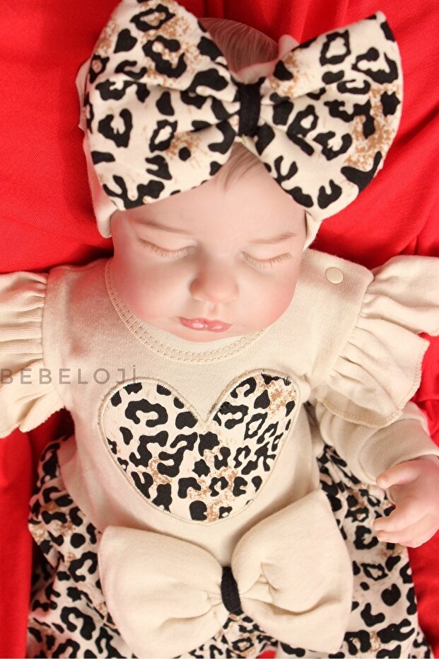 Premium Newborn Girl Leopard Print Bow Jumpsuit & Headband Set - Assorted Sizes - TryAladdin