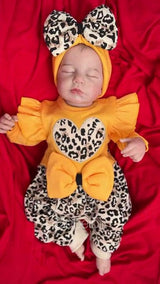 Premium Newborn Girl Leopard Print Bow Jumpsuit & Headband Set - Assorted Sizes - TryAladdin