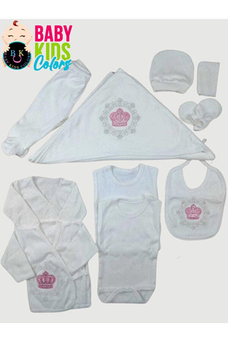 Premium Newborn Hospital Exit Embroidered Bejeweled Baby Outfit Set - 10 Piece - TryAladdin