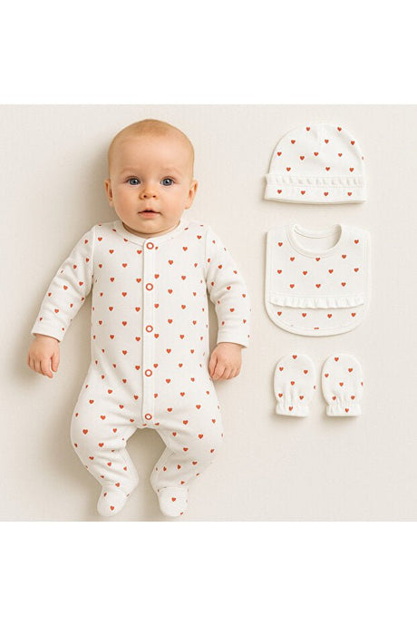 Premium Newborn Hospital Exit Set - Heart Pattern Ribbed 4 - Piece - TryAladdin