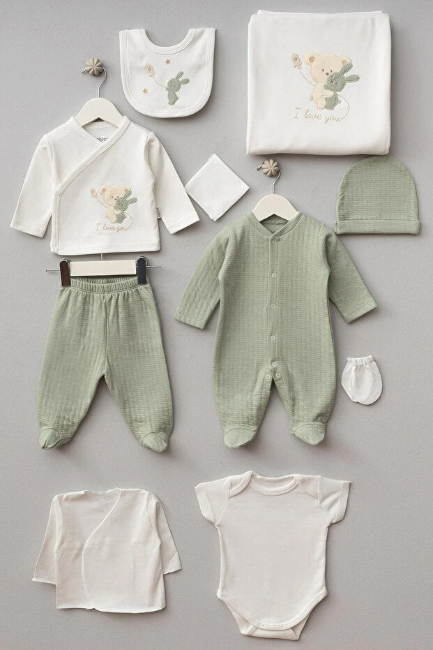 Premium Newborn Hospital Layette Set - Hugging Bear 10 - Piece Boxed - TryAladdin