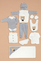 Premium Newborn Layette Set - 10 - Piece 100% Cotton Bear Embroidery - TryAladdin