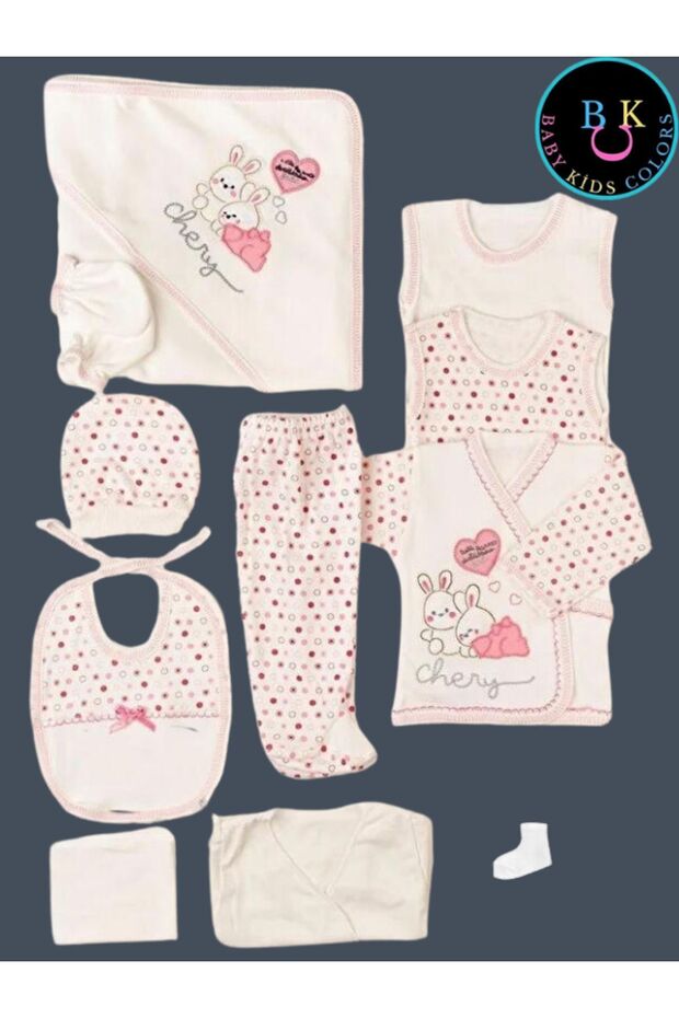 Premium Newborn Layette Set - Rabbit Embroidered - 10 Piece - TryAladdin