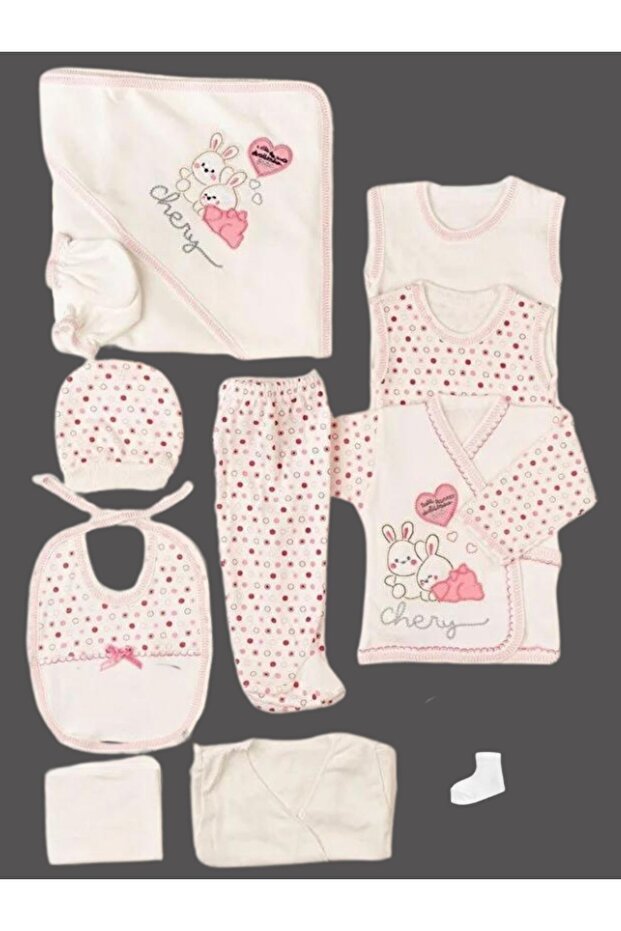 Premium Newborn Layette Set - Rabbit Embroidered - 10 Piece - TryAladdin
