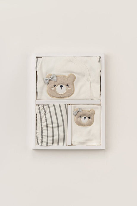 Premium Newborn Luxury Cotton Embroidered Teddy Bear Bodysuit Gift Set - TryAladdin