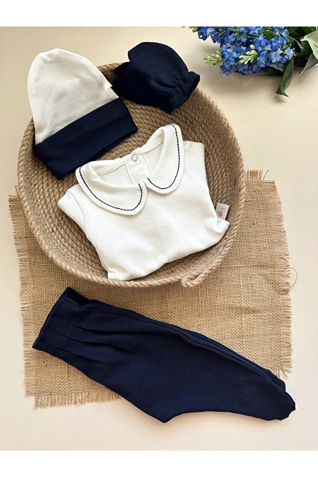 Premium Newborn Welcome Set - 4 - Piece Navy Blue Outfit - TryAladdin