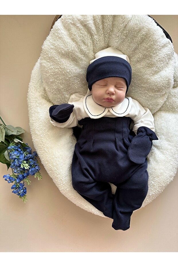 Premium Newborn Welcome Set - 4 - Piece Navy Blue Outfit - TryAladdin