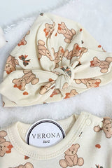 Premium Organic Baby Girl Bear Bodysuit Set - 4 Piece Newborn Collection - TryAladdin