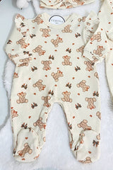 Premium Organic Baby Girl Bear Bodysuit Set - 4 Piece Newborn Collection - TryAladdin