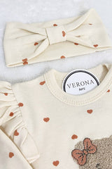 Premium Organic Baby Girl Bear Bodysuit Set - 4 Piece Newborn Collection - TryAladdin